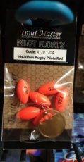 Trout Master Rugby Pilot Floats Red 10x20mm Trout Master Rugby Pilot Floats Red 10x20mm